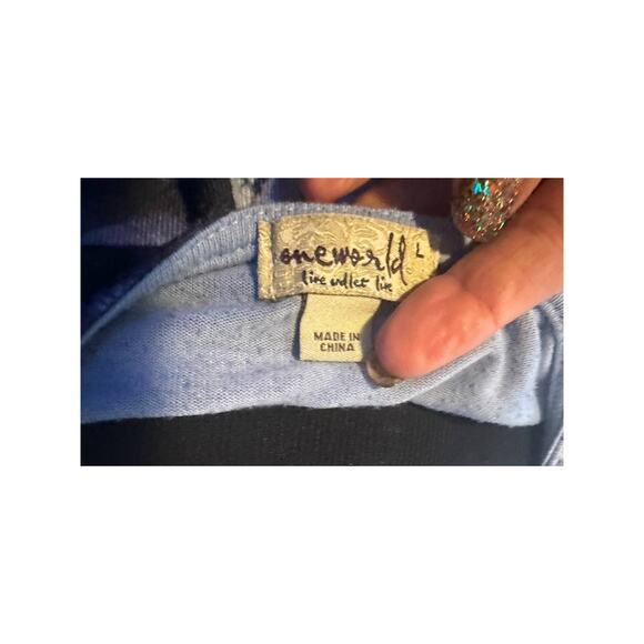 Marbled Blue Blouse -Size Lg - Picture 3 of 3